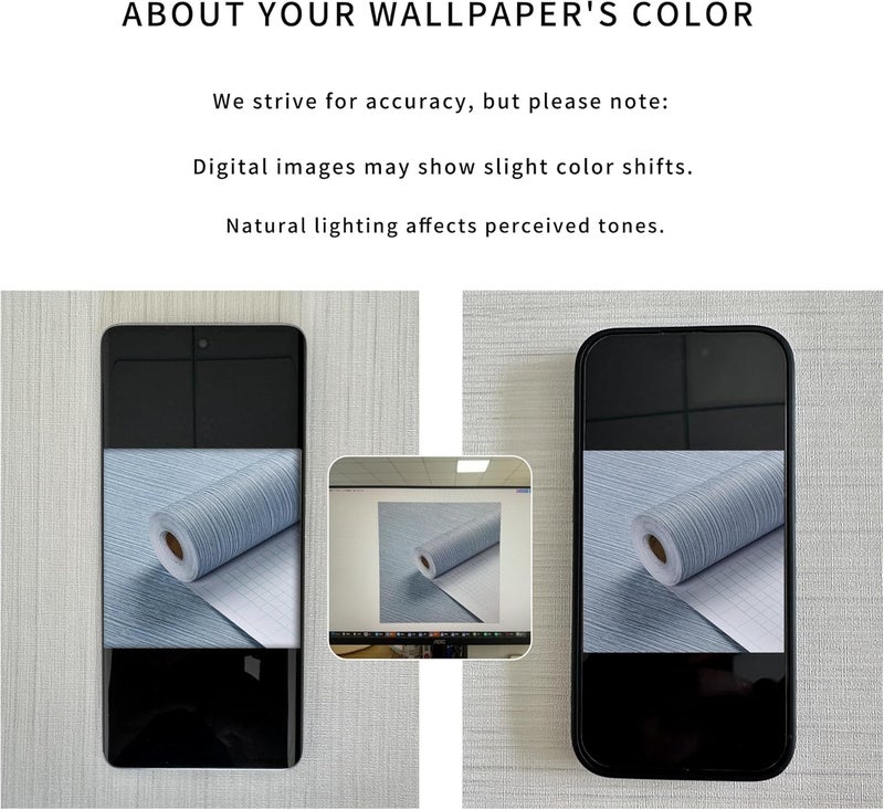 Haimin Grasscloth Wallpaper Textured 24in X 393in Fabric Contact Paper Grey Blue Wall Paper Textured Linen Peel and Stick Self-Adhesive Thick Vinyl Embossed Film Wallpaper (Gray Blue) - Image 2